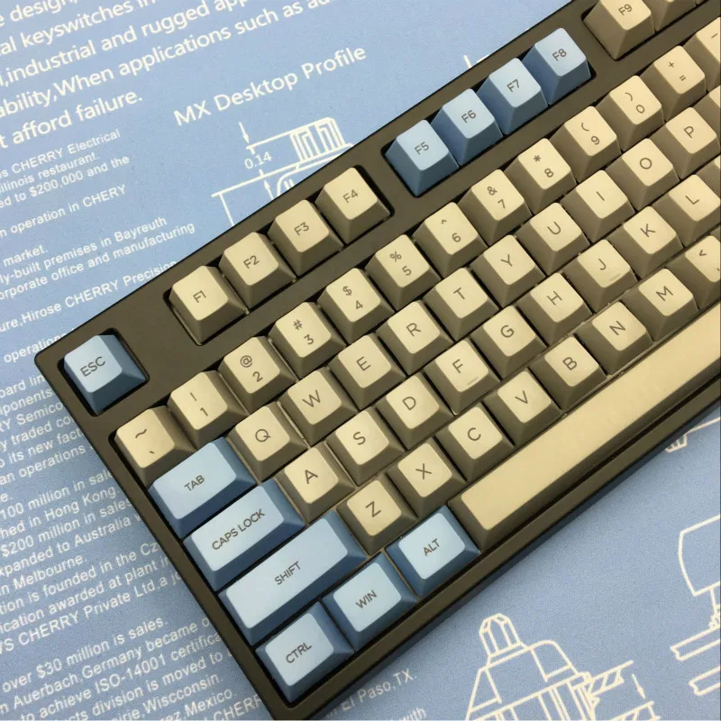 

Gentleman blue gray PBT Dye Sub mechanical keyboard keycap set, cherry profile, 108 keys Mechanical keyboard dedicated button