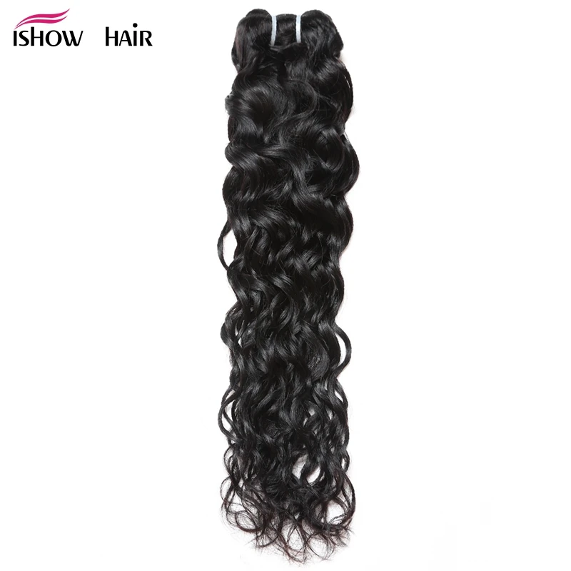 

Ishow Indian Human Hair Water Wave Hair Weave Bundles Natural Color Non remy Hair Extensions Can Be Dyed 1Pc Hair Bundles