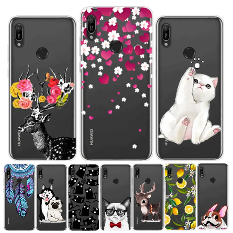 

For Coque Huawei Y6 2019 Case Cover Silicone TPU Soft Print Phone Case on For Huawei Y6 2019 MRD-LX1 Y 6 2019 Clear Bumper Funda