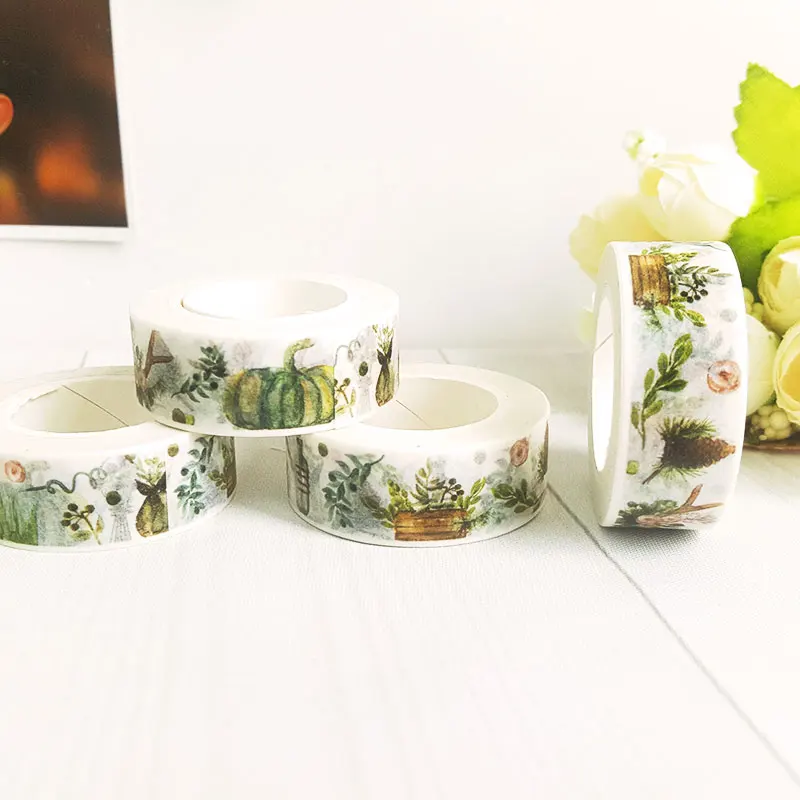 1X 15 мм * 10 м Kawaii world Green wind DIY бумажный скотч/лента для маскировки/декоративная