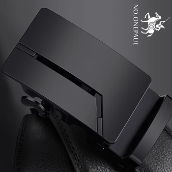 

NO.ONEPAUL Fashion High Quality Business Male Men's Belts Belts For Men Genuine Leather Cowskin Black Belt Automatic Buckle