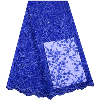 

Royal Blue French Lace Fabric New Design Embroidered African Tulle Lace Fabric With Beads African Lace Fabric For Wedding Y1422