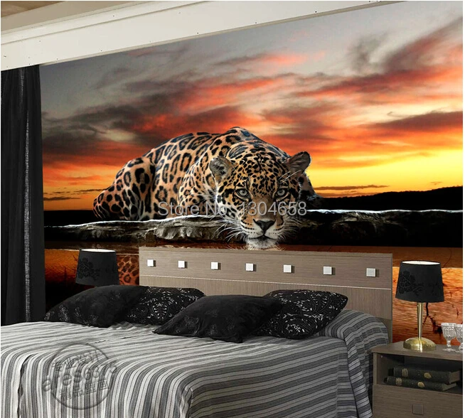 Custom photo wallpaper animal leopard room TV backdrop for vinyl wallpaper Papel de parede