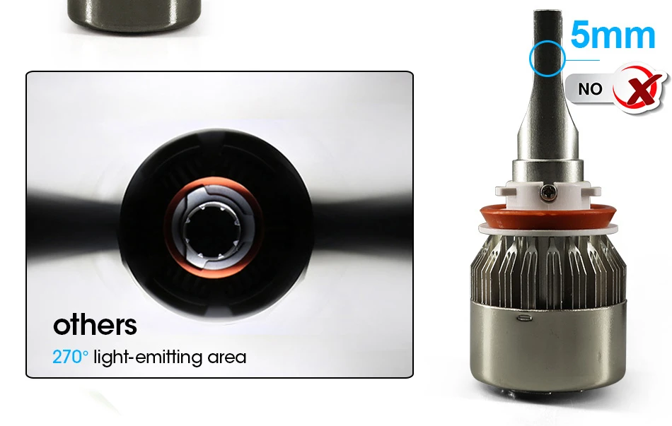 HLXG led A5 mini size slient fan H4 H7 led car headlights H11 9005 900606
