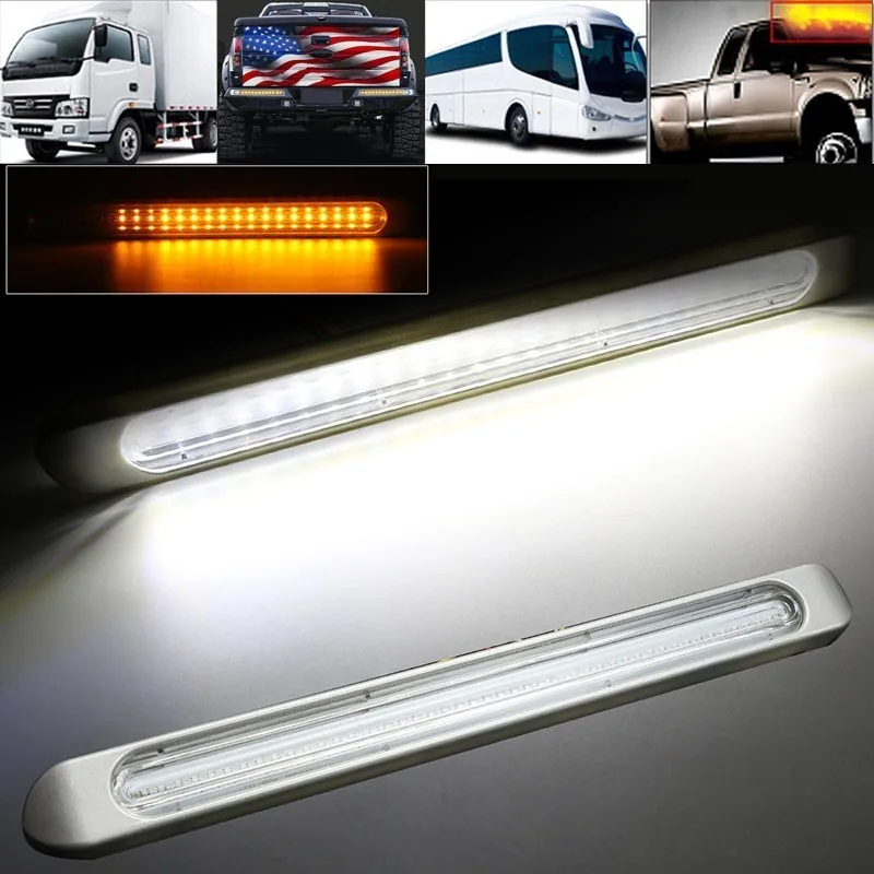 

47 LED 12V - 24V Truck Rear Tail Light Stop Brake Lamp Flowing Turn Signal Light White for Trailer Caravan Lorry Pickup Truck RV