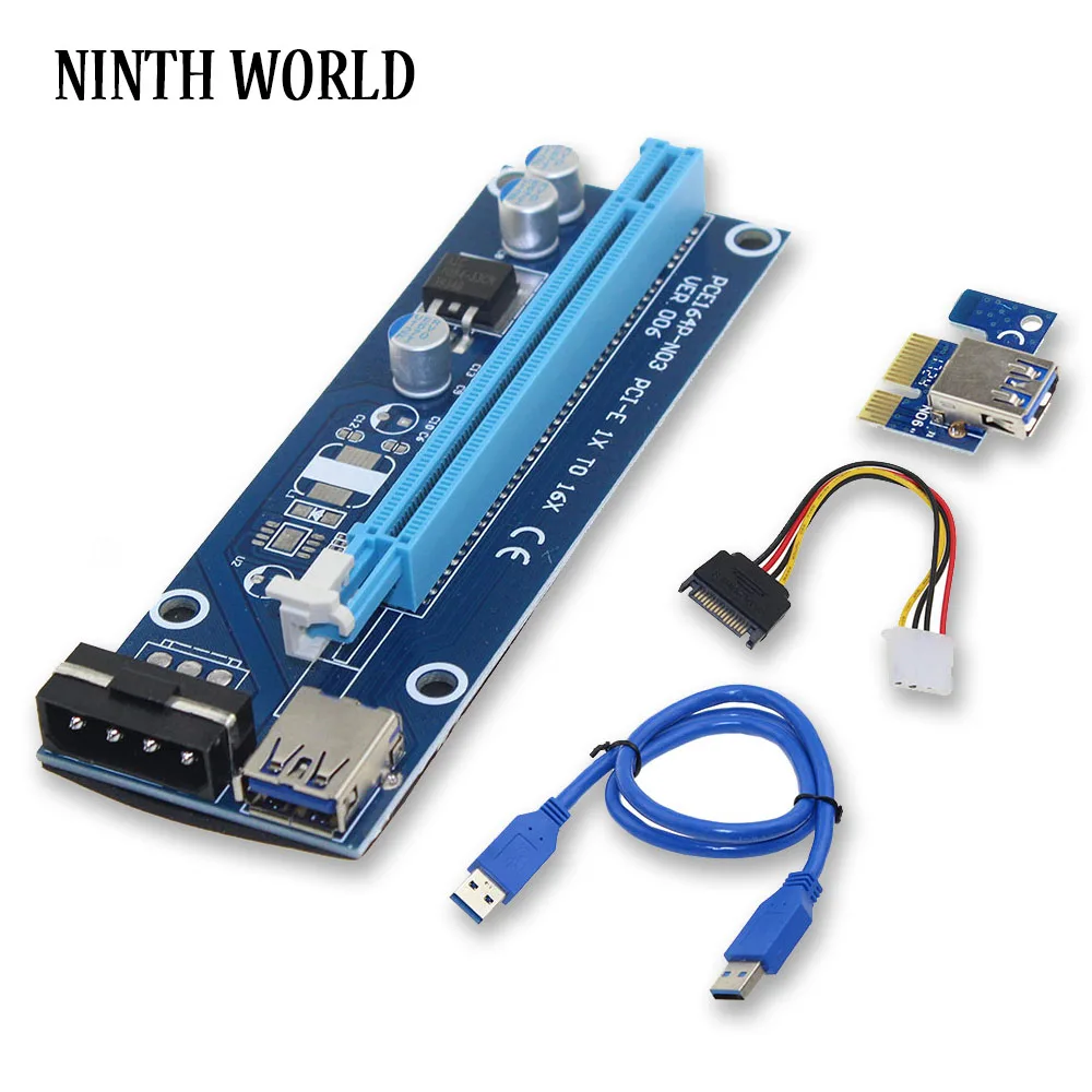 60 см PCI E расширитель Express Riser Card 1x к 16x USB 3 0 SATA 4Pin IDE Molex Power Raiser VER 006 для BTC Mining Miner|pci