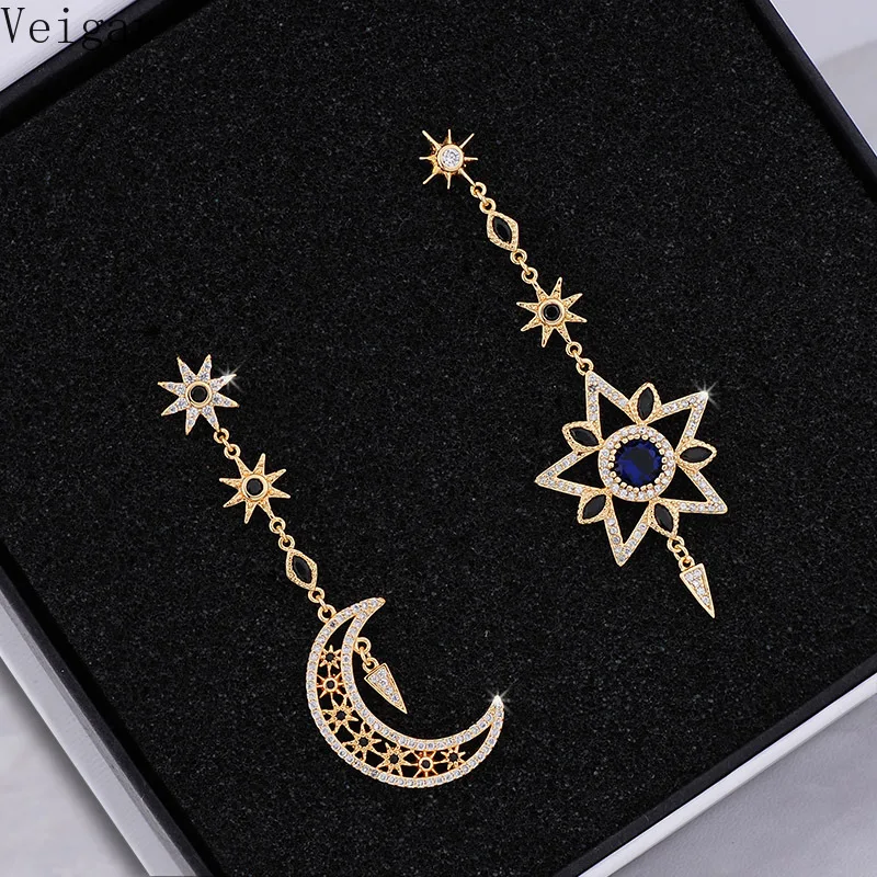 

Retro Style Star/Moon Asymmetric Stud Earrings Female 2018 Fashion Jewelry Ladies Party Earring Oorbellen Voor Vrouwen