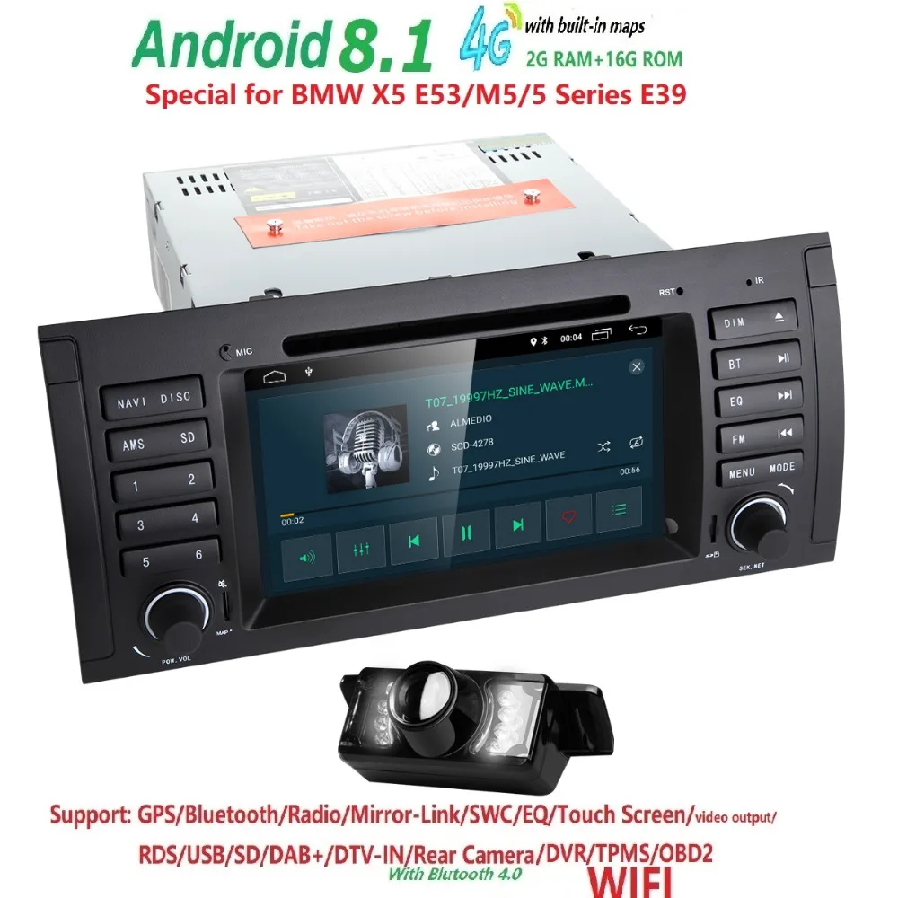 Flash Deal Android 8.1 7"Car DVD Player Quad Core for BMW 5 Series E39 /X5 E53/M5/7 Series E38 Radio/SWC/USB/SD/4G/WIFI/MAP GPS Free Camera 3