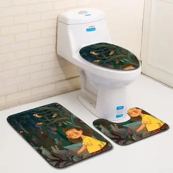 

Honlaker Painted Cartoon 3pcs Bath Mat Set Non-slip Bath Carpet Bathroom Decoration Products Bath Rug Toilet Mat