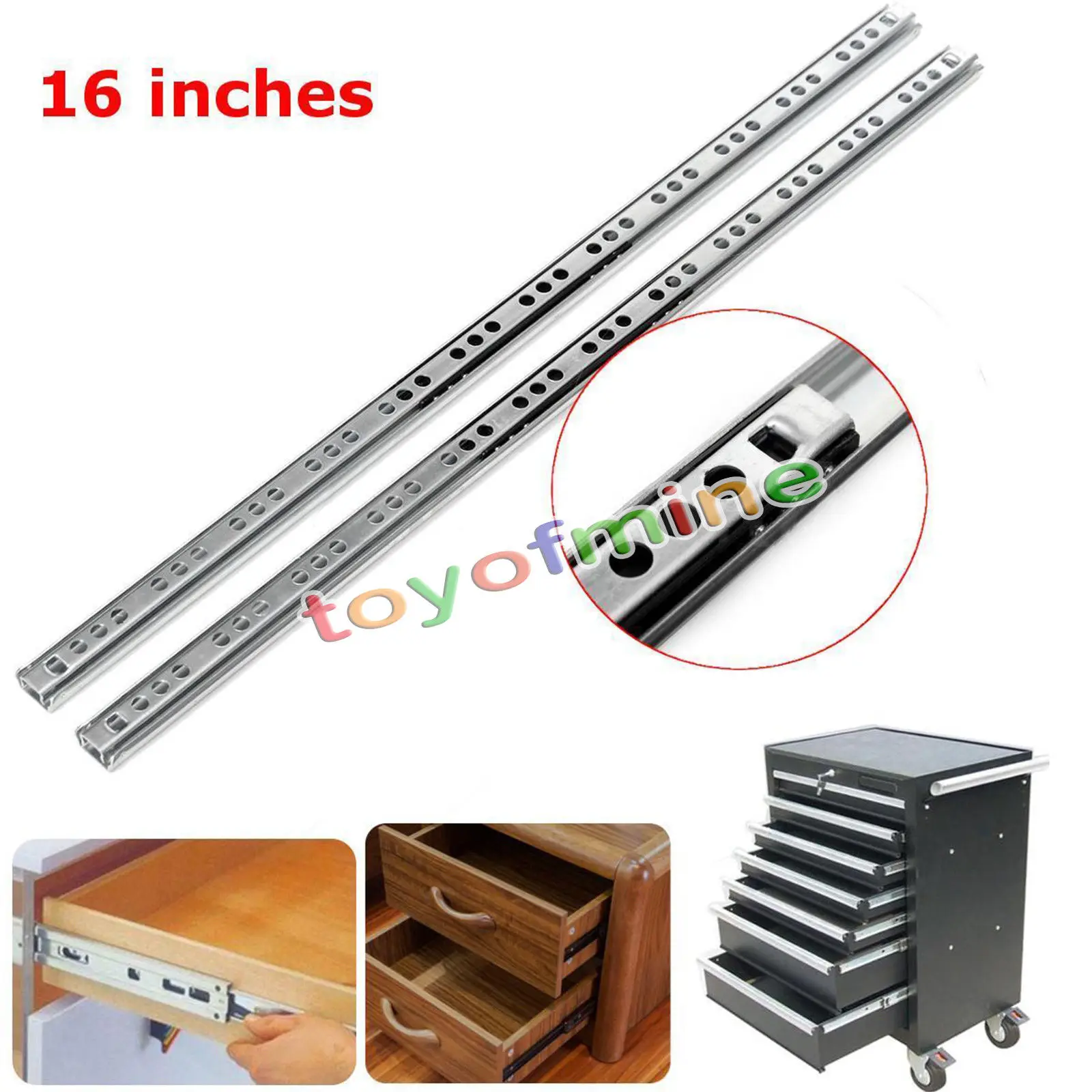 1X 180mm-400mm Heavy Runner Balls Bearing Drawer Slides Rail Telescopic Metal Du
