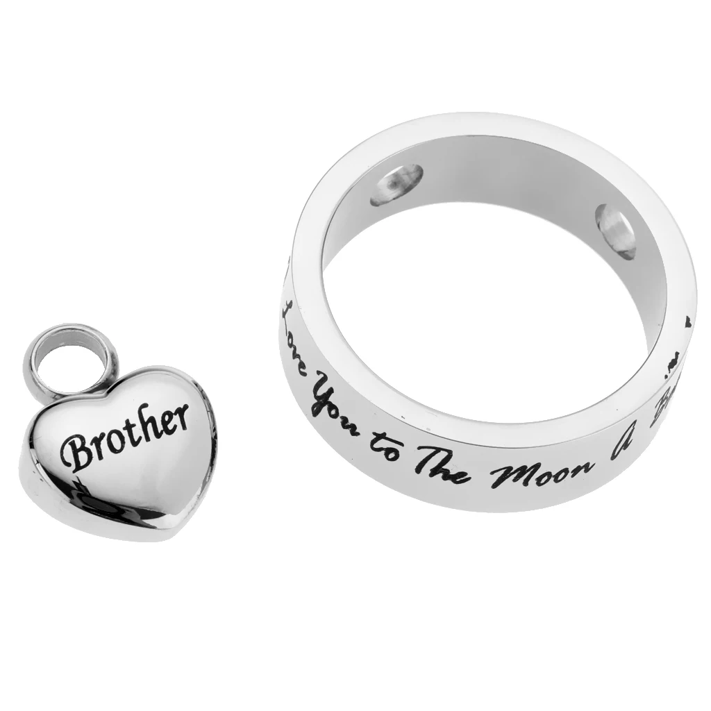 Round Loop Heart I Love You to the Moon and Back Stainless Steel Urn Pendant Memorial Keepsake Jewelry