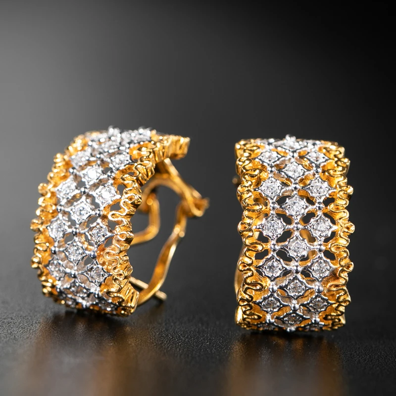  925 argent Zircon oreille goujon bijoux femmes cour européenne style vintage