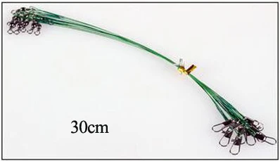 20 шт./лот, 15 см, 23 см, 30 см, рыболовная леска, стальной проволочный поводок с поворотным аксессуаром, 5 цветов, поводок Olta Leadcore FL84 - Цвет: 30cm green