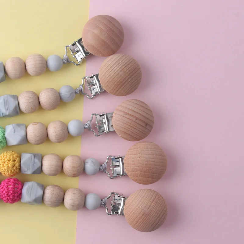 Silicone beads Baby Teethers Animal Pacifier Clips Chain Baby Pendant Teething Toys Chew Beads natural wood teether Nursing Toys (6)