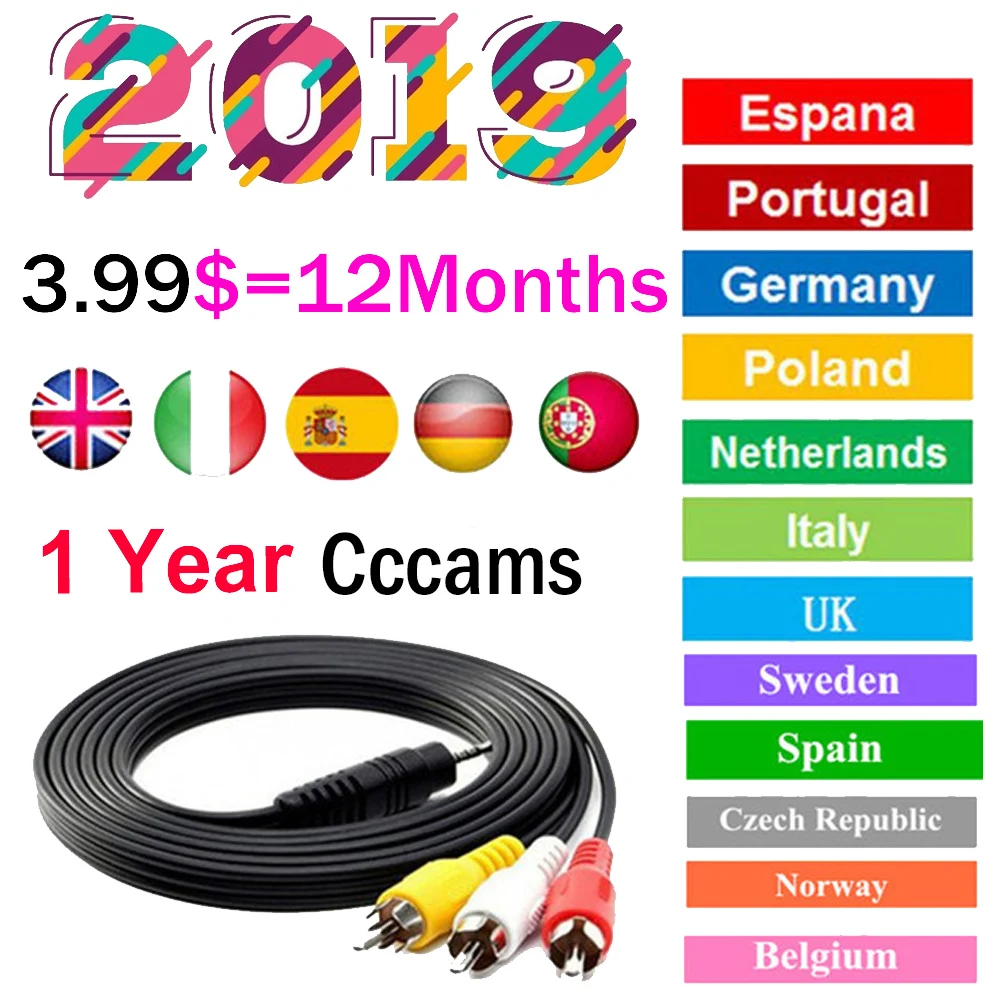 

Europe HD 1 Year Cccams Spain Portugal Germany Poland Satellite tv Receiver 5/7/10 Cline For DVB-S2 gtmedia v7s freesat V8 SUPER