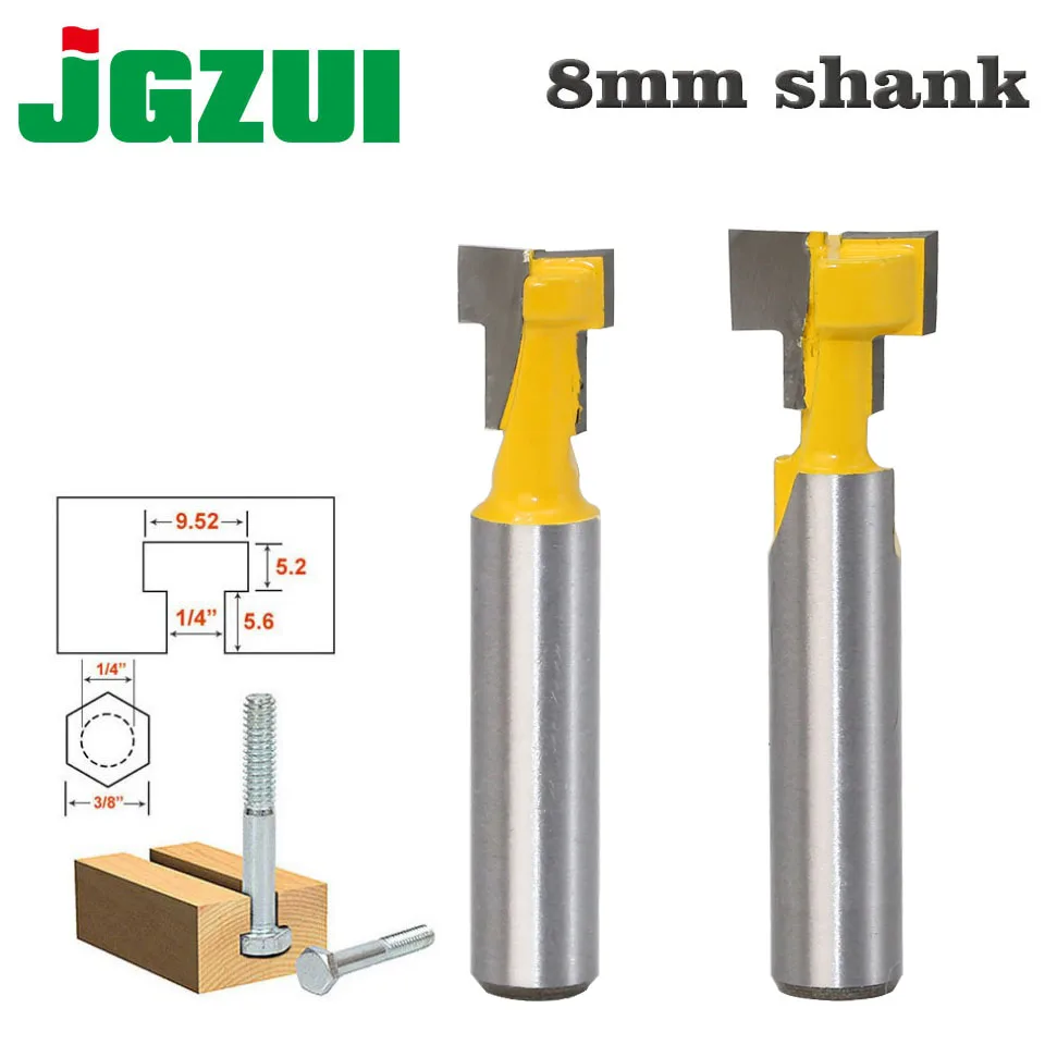 

1pc 8mm Shank High Quality T-Slot Cutter Router Bit for 1/4" Hex Bot