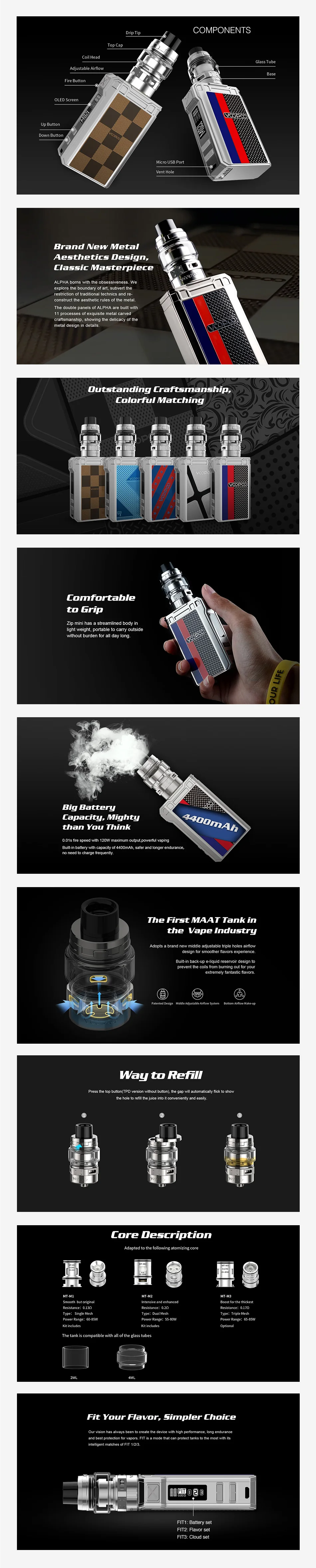 VOOPOO Alpha Zip Mini 120W TC Kit with Maat Tank 4400mAh