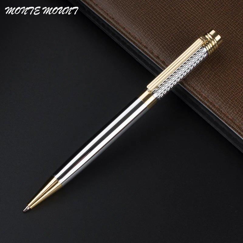 

MONTE MOUNT Metal Rotating Ballpoint Pen School Office Stationery Supplies Medium Refill Black Ink Ball Pens for Writing