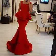 Einfache Red Nixe-abschlussball 2016 Vestido Spaghetti Schößchen Lange Abendkleid Partei Frauen Meerjungfrau Kleid