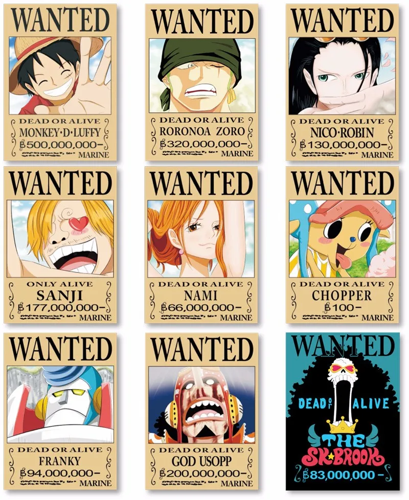 9pce set Poster sexy Nami women Wanted swimwear One Piece Luffy 5 million nico robin zoro