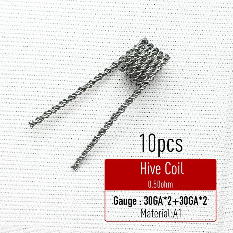 Volcanee 10 шт. Alien Clapton катушка плоская витая Плавленая Clapton Quad Tiger нагревательный провод Vape сопротивление предварительно изготовленная катушка - Цвет: Hive  0.5