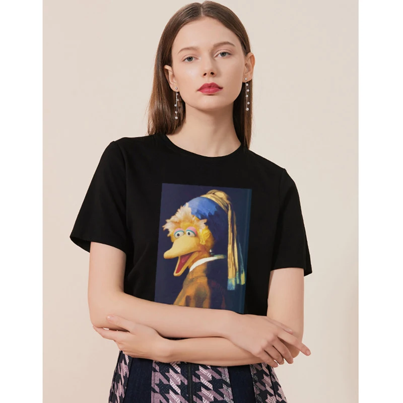 

2019 New Spoof Famous Art T shirt Women Cotton Harajuku Aesthetic T-shirt Female Short Sleeve Plus Size Tshirt Sexy Tops Tees