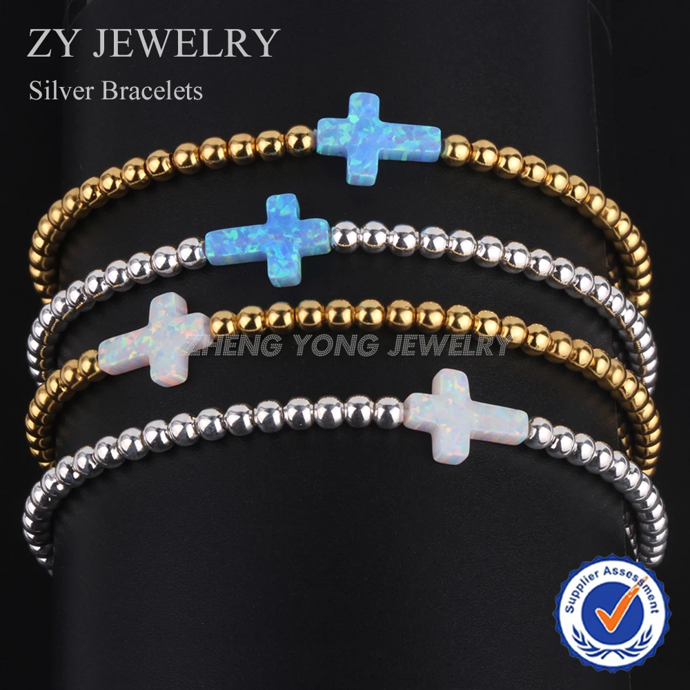 Женский браслет с опалом и бусинами из серебра 925 пробы|bracelet jewelry|opal braceletbracelet fashion |
