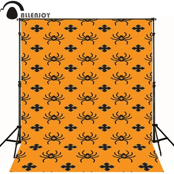 

Allenjoy Photographic backdrop Orange screen black Spider Halloween Lovely Children Party Photocall backgrounds for photo studio