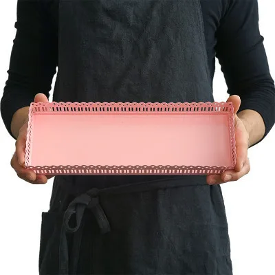 Розовая стойка для кексов, пирожное-Корзиночка лоток клетка для торта на день рождения инструменты для украшения дома конфеты бар десертный стол вечерние поставщик - Цвет: Square plate1