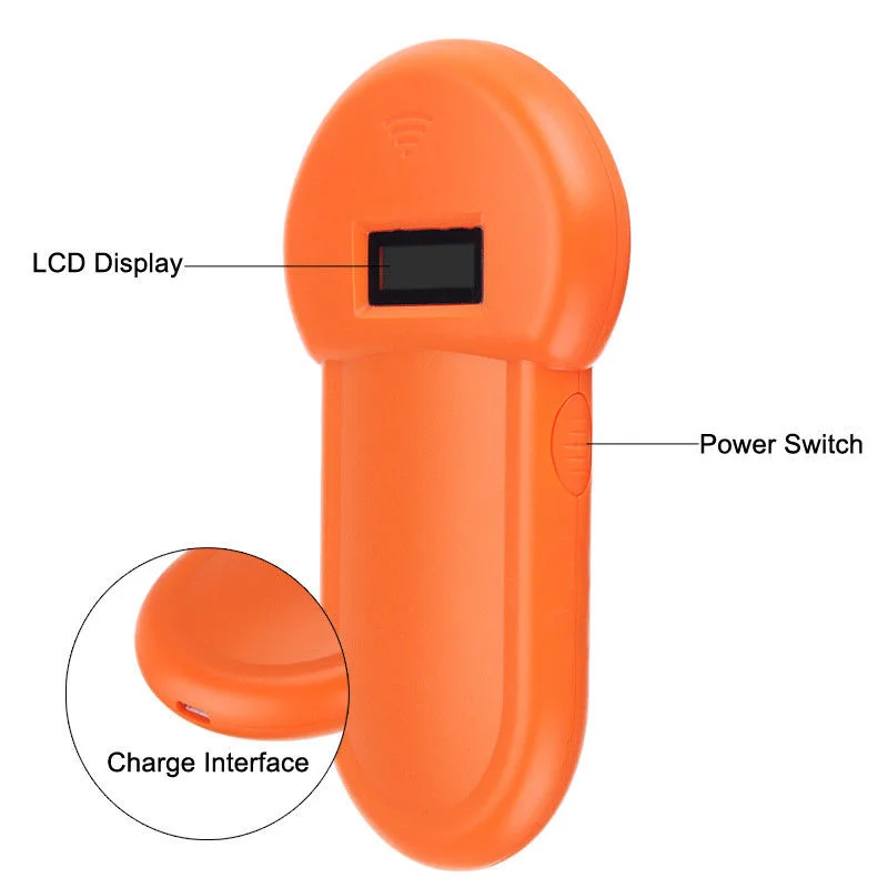 

134.2Khz Animal ID Reader LCD Display RFID Portable Pet Microchip Recognition Ear Tag Scanner LE66