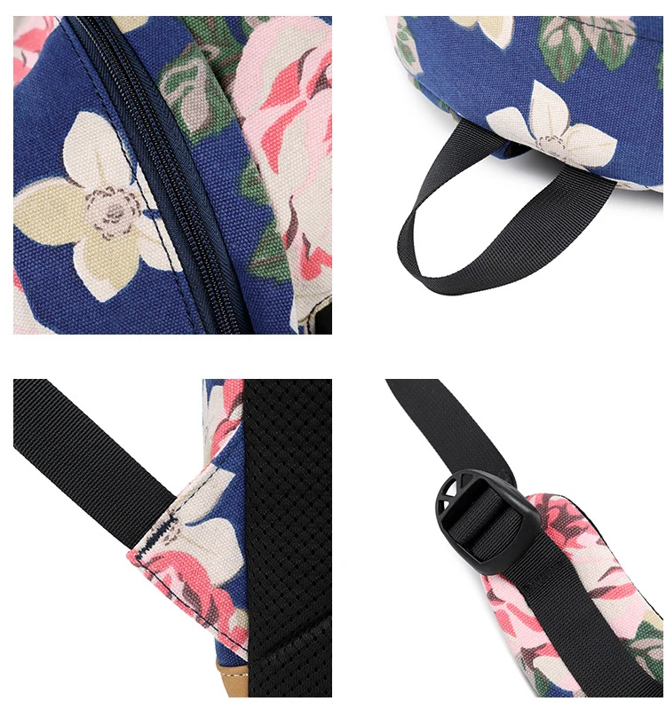 Atinfor 3 шт./компл. Для женщин Цветочный принт рюкзак зарядка через usb Порты и разъёмы школьный рюкзак для студентов, Повседневное книжная сумка