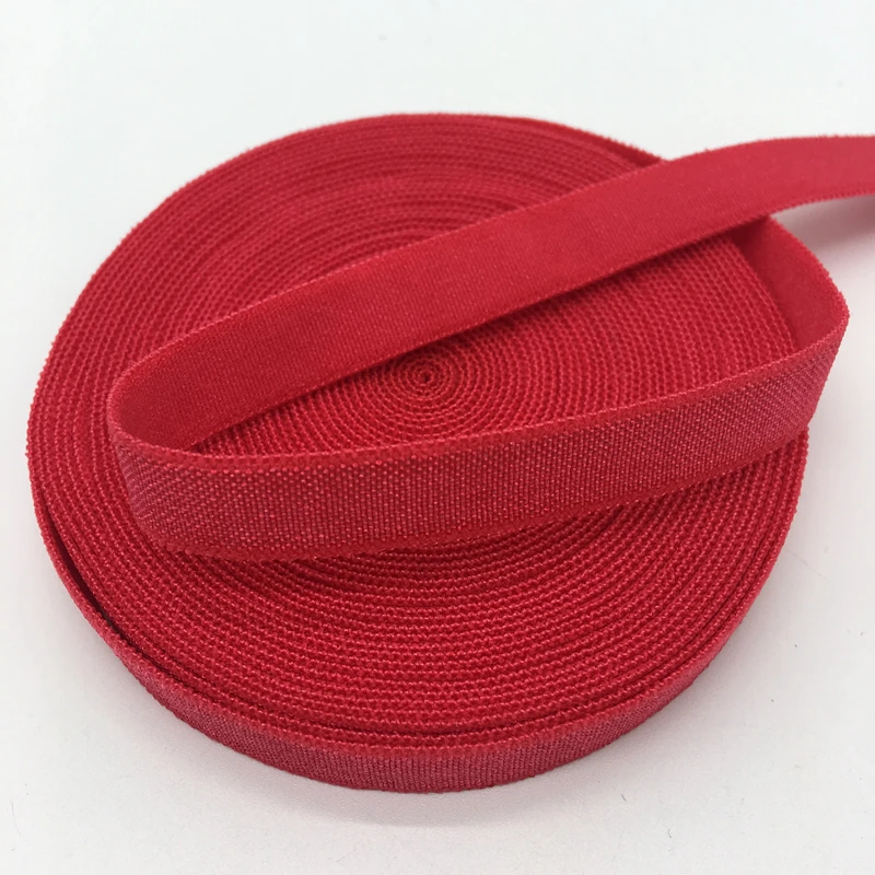 

5 Yards/lot 3/8"10mm Red Solid FOE Fold Over Elastics Spandex Satin Band DIY Lace Sewing Trim