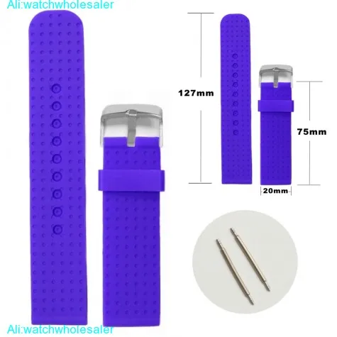 20mm Blue Dress Silicone Jelly Rubber Ladies Men Watch Band Straps WB1053M20JB