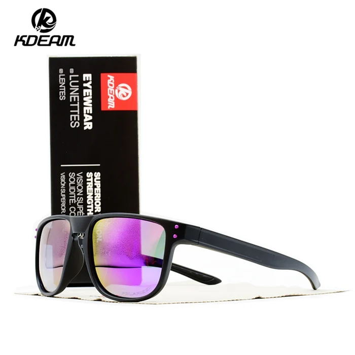 Новые мужские солнцезащитные очки, поляризационные спортивные солнцезащитные очки KDEAM, мужские зеркальные солнцезащитные очки классического дизайна для вождения, мужские очки с коробкой - Цвет линз: C7