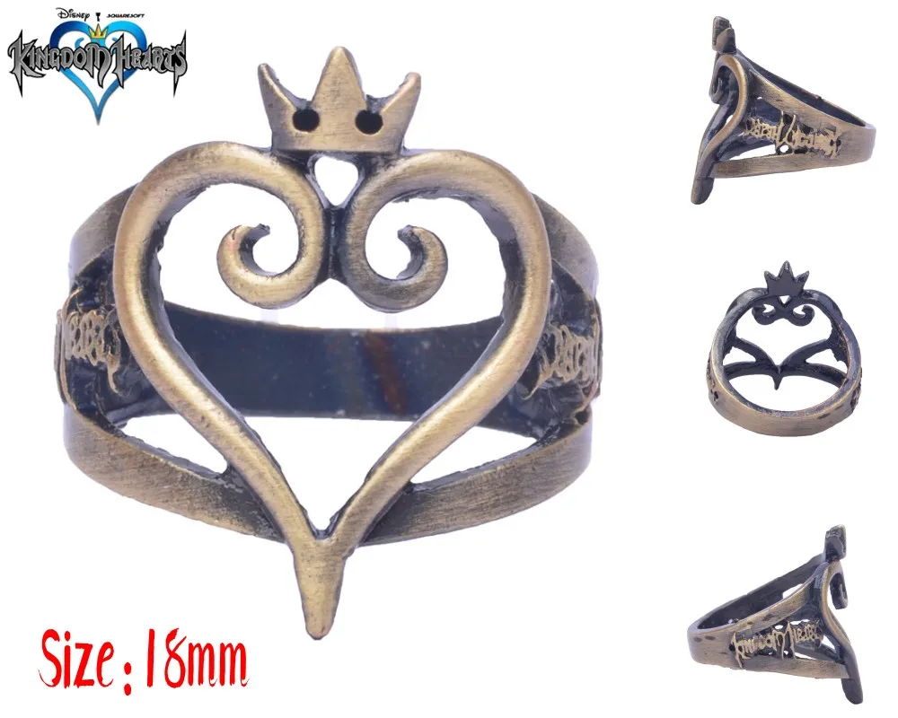 Kingdom Hearts Сора сердце логотип 18 мм Размер 8 # палец кольцо brozen Косплэй кольца ручной