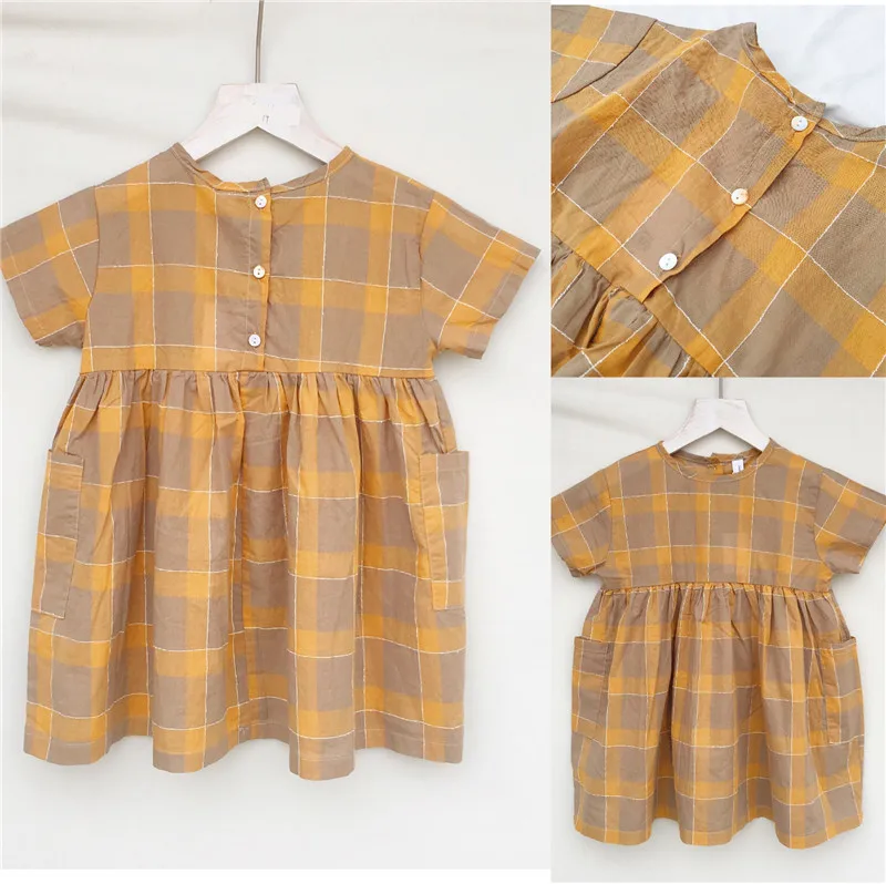 

Summer Kids Girl Dress Princess Kids Plaid Casual Children Clothes Korean Fashion Clothes