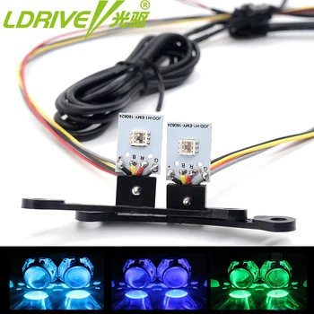

LDRIVE 2PC High Grade 6colors RGB LED Angel Eyes APP Control Demon LED Halo Rings Devil Eye Car Headlights Projector Lens