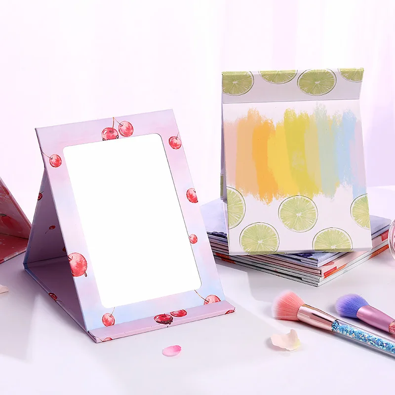 

Foldable Fruit Pattern Makeup Mirror Dormitory Dressing Book Desktop Cute Large Portable Flip Student Mirror Angle Adjustable