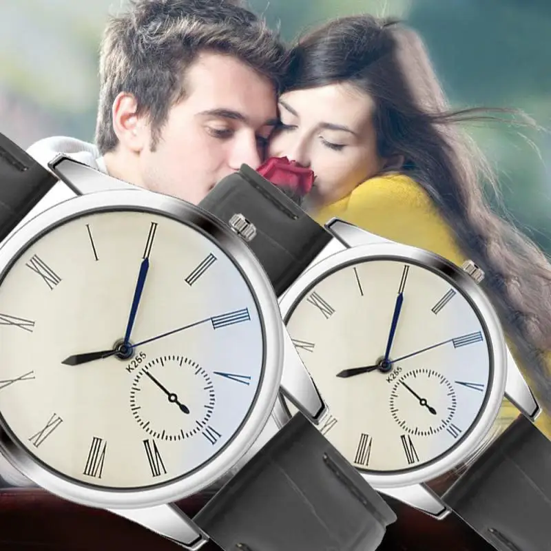 Пару часов мода 1 шт./компл. часы для влюблённой пары Повседневное и Кварц Часы кожанные наручные часы Кожаные модельные туфли часы