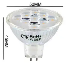 MR16 DC12V Led Spotlight 2835 SMD 9Leds 12V Glass Body 120 degree Lens Lamp 3W Spot