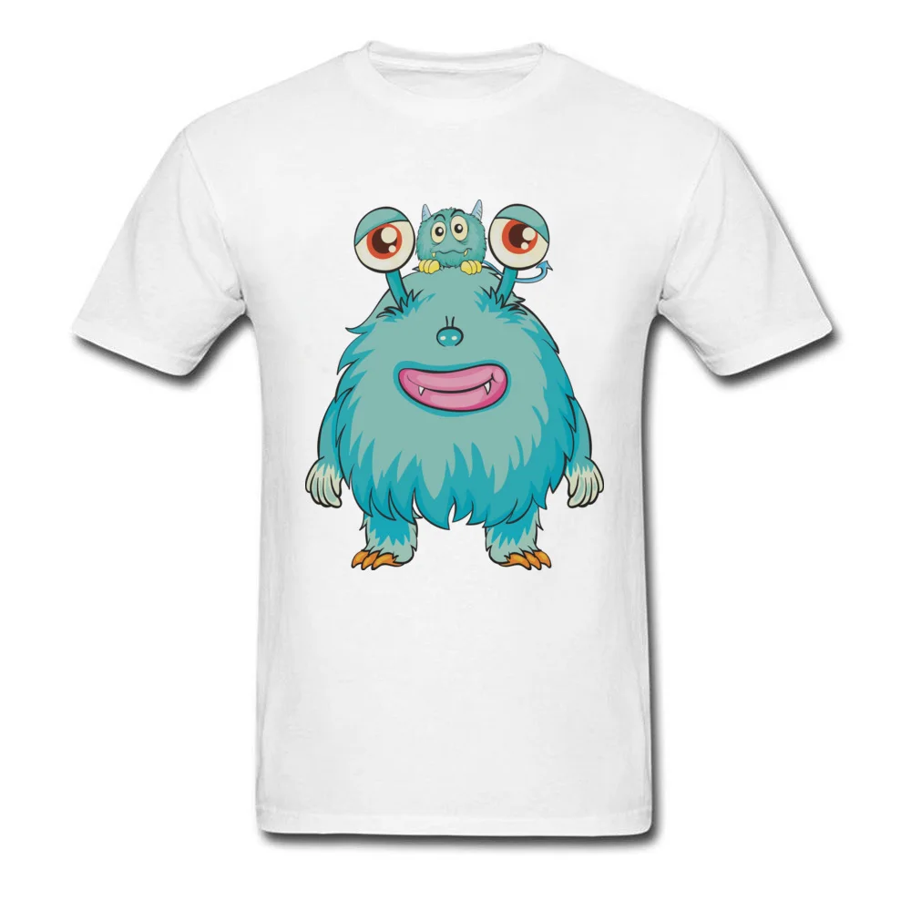 Cute Monster Tops & Tees Oversized Round Neck Custom Short Sleeve Pure Cotton Men T-shirts Street Clothing Shirt Cute Monster white