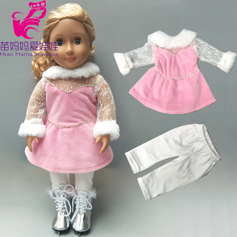 

18 inch girl doll Pink skating clothes baby doll clothes winter skate clothes pants