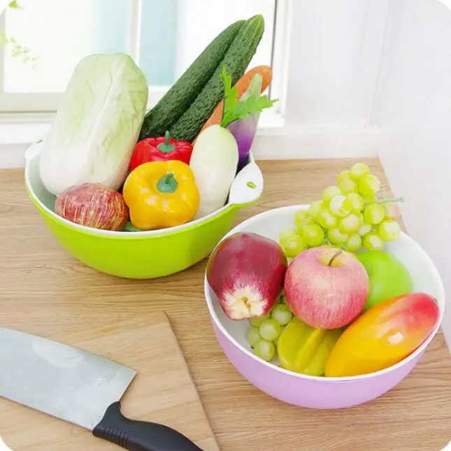 Двухслойный пластик кухонная корзина многоцелевой Drainer корзина для хранения фруктов