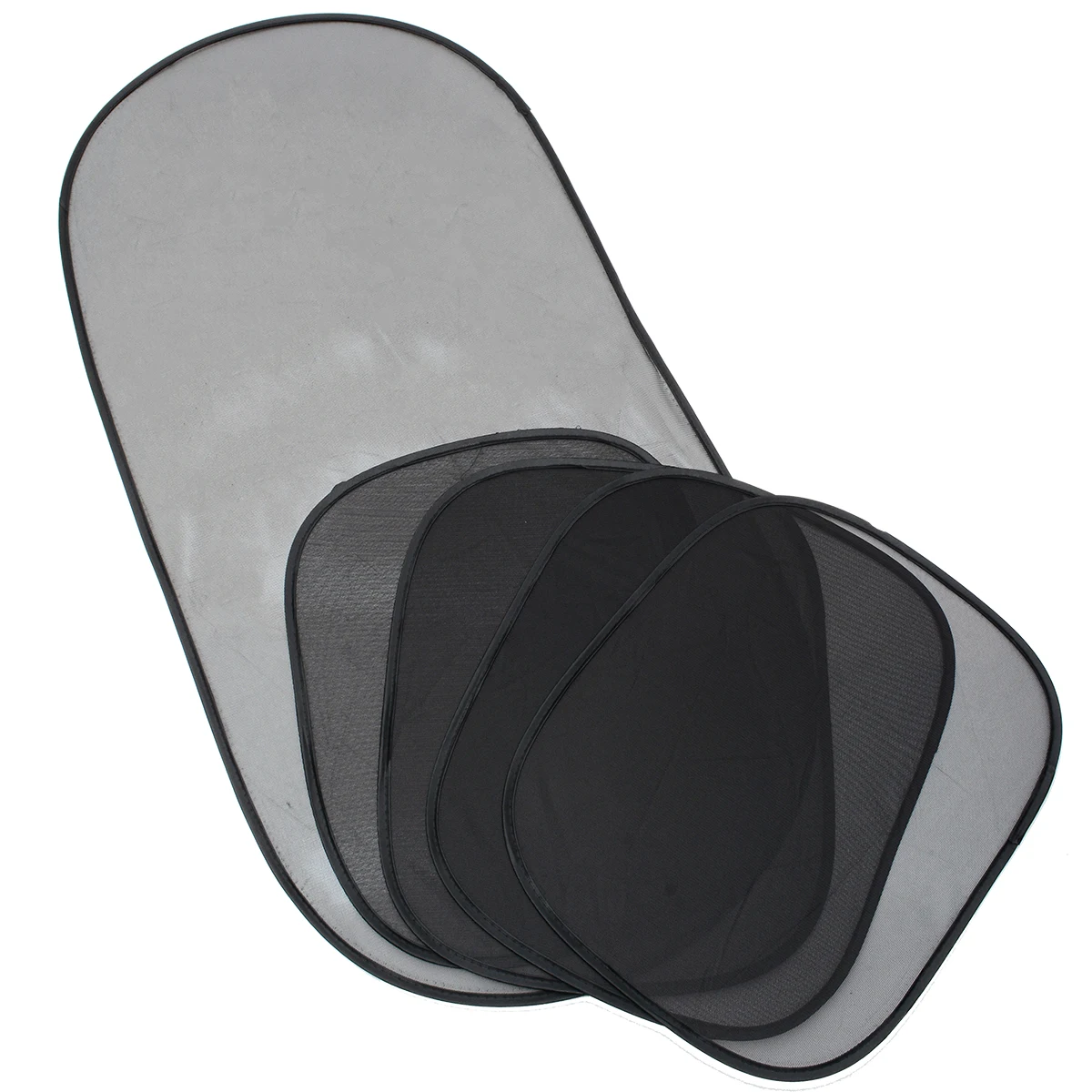 5pcs/set Black Side Rear Window Sunshade Cover Mesh Visor Car Sun Shade Shield Screen 50*100cm 36*44cm