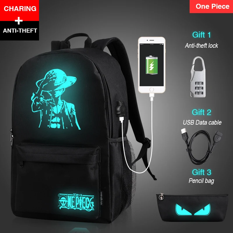 

Senkey Style Student School Backpack Anime Luminous USB Charge Laptop Computer Backpack For Teenager Anti-theft Boys School Bag