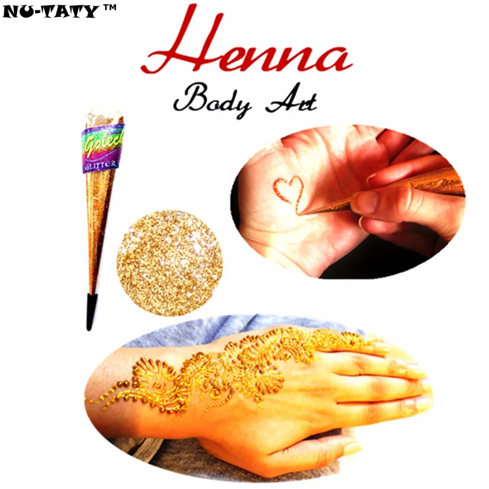Nu TATY 25 г блестящая хна золотая пыль краска для тела Татуировка Мерцающая