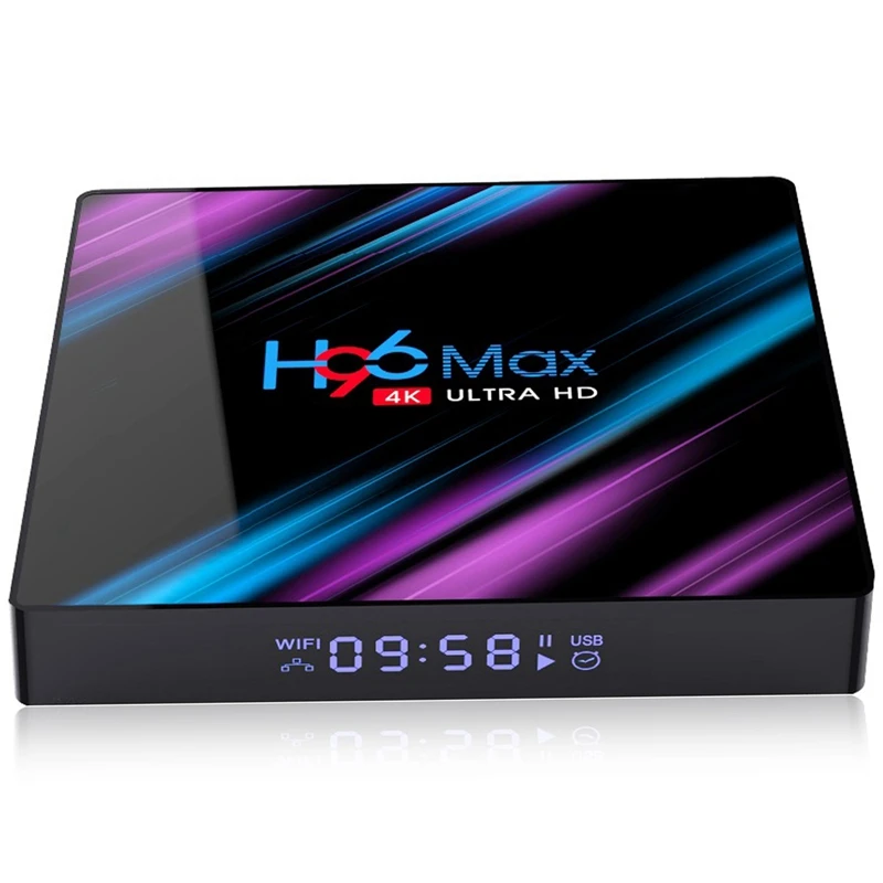 Android 9.0 H96 Max Tv Box Ram Ram Rockchip Rk3318 Quad Core 2.4G/5G Wifi 2.65Hz Bt4.0 Media Player(Eu Plug)