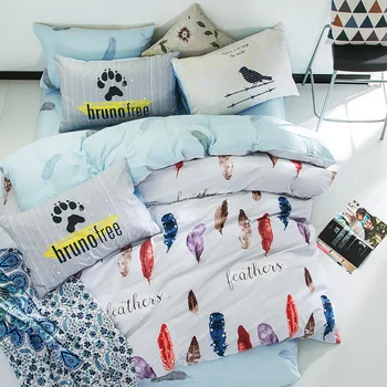 

Europe Simple Cotton Student Queen Size Bedding Set 4PCS Duvet Cover Sheet Classic Pillowsham Set funda cobertor cama capa de