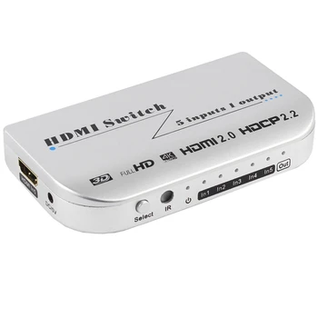 

Hdmi Switch 5X1 4Kx2K@60Hz Hdmi 2.0 Switch Hdr Hdcp 2.2 With Ir Wireless Remote Control And Power Adapter Full Hd 1080P