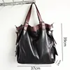 women novelty big genuine leather one shoulder bag female 100% sheepskin black green red large causal handbag ► Photo 2/6